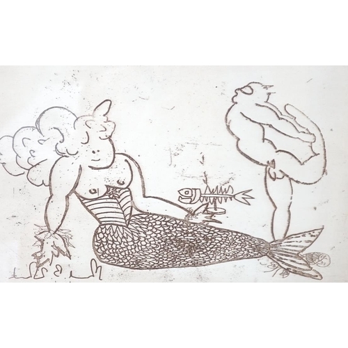 251 - From the Studio of Fred Cuming. Michael B. White (Sussex artist), etching, 'Two Sprats In Love', sig... 