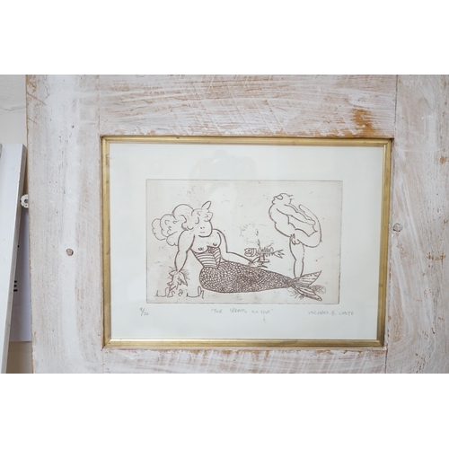 251 - From the Studio of Fred Cuming. Michael B. White (Sussex artist), etching, 'Two Sprats In Love', sig... 