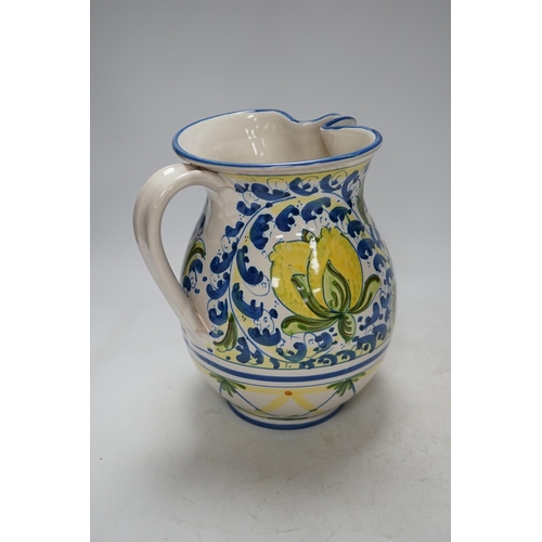 264 - From the Studio of Fred Cuming. An Italian maiolica lemons jug, 20cm high. Condition - good Note: ... 