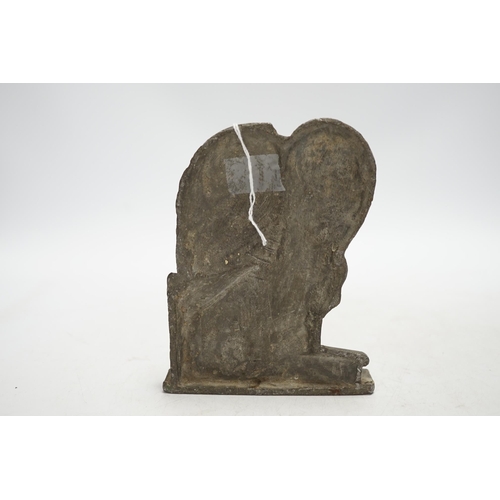 270 - From the Studio of Fred Cuming. A lead study of a crouching figure, 15cm high. Condition - fair Note... 