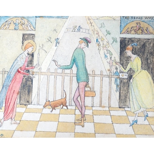 288 - From the Studio of Fred Cuming. Millicent George (Exh.1912-13), watercolour cartoon, The Broad & Na... 