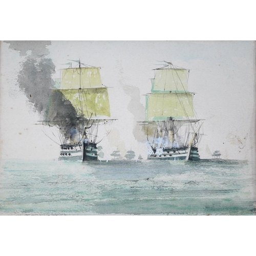 295 - From the Studio of Fred Cuming. watercolour, Really Bloody Good, Battle of Cape St Vincent, indist... 