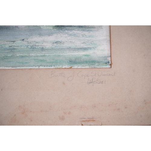 295 - From the Studio of Fred Cuming. watercolour, Really Bloody Good, Battle of Cape St Vincent, indist... 