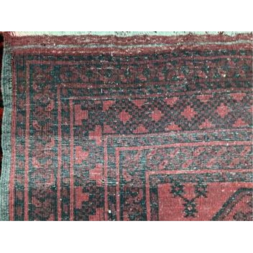 38 - Two Afghan red ground rugs, largest 170 x 120cm. Condition - fair