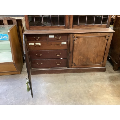 4 - A George III mahogany library bookcase, width 160cm, depth 52cm, height 271cm. Condition - fair... 