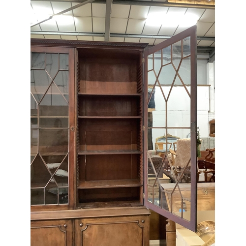 4 - A George III mahogany library bookcase, width 160cm, depth 52cm, height 271cm. Condition - fair... 