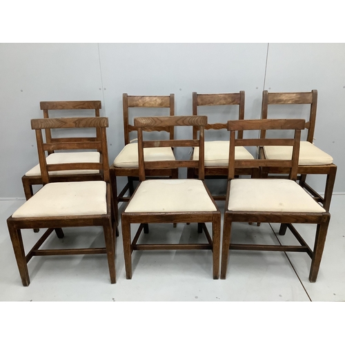 47 - A harlequin set of seven early 19th century provincial elm and fruitwood dining chairs.  Condition -... 