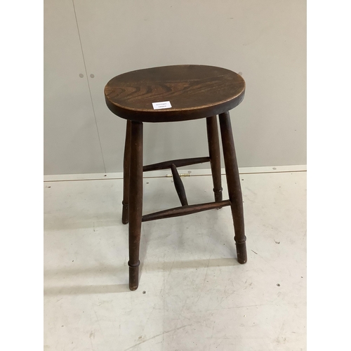 66 - A Provincial elm and beech stool, width 35cm, height 61cm. Condition - fair