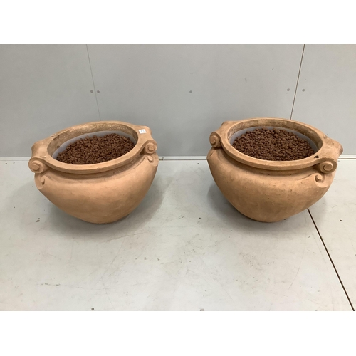 69 - A pair of Compton style earthenware planters, width 55cm, height 42cm. Condition - good