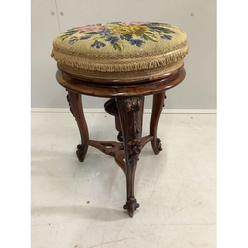 75 - A Victorian rosewood stool, diameter 35cm, height 47cm. Condition - fair