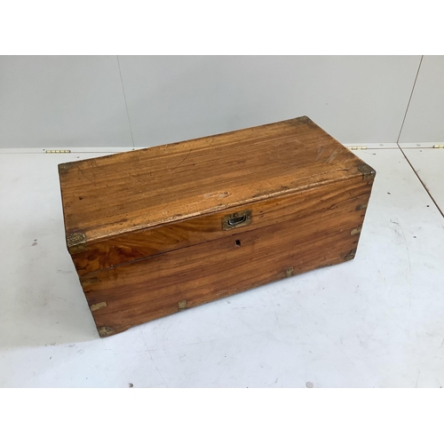 84 - A small 19th century camphorwood trunk, width 80cm, depth 38cm, height 35cm. Condition - fair