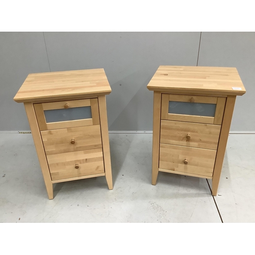 97 - A pair of Contemporary beech bedside cabinets, width 47cm, depth 42cm, height 71cm.  Condition - goo... 