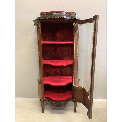 1003 - A gilt metal mounted and marquetry inlaid French kingwood vitrine, width 82cm, depth 47cm, height 16... 