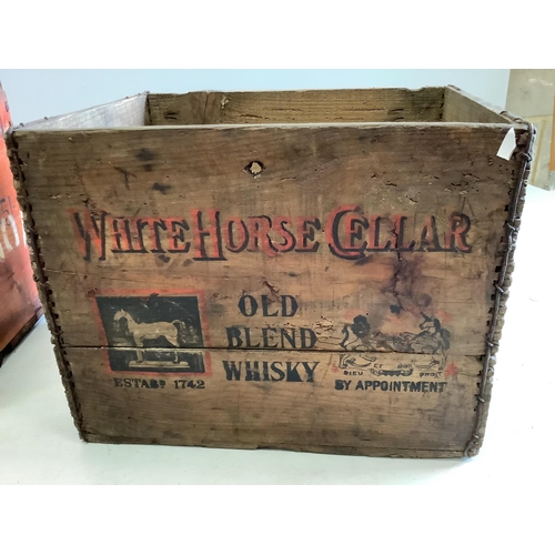 1033 - Seven vintage port, whisky and fruit crates, largest width 43cm, height 27cm. Condition - poor... 