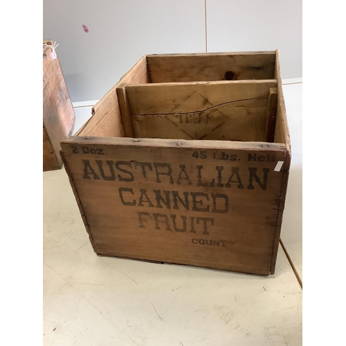 1033 - Seven vintage port, whisky and fruit crates, largest width 43cm, height 27cm. Condition - poor... 