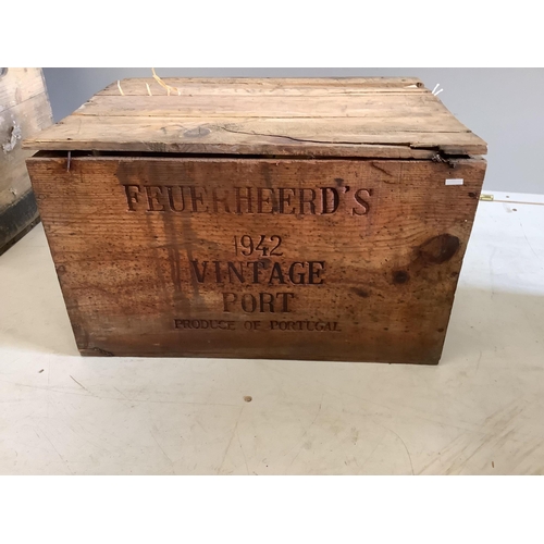 1033 - Seven vintage port, whisky and fruit crates, largest width 43cm, height 27cm. Condition - poor... 