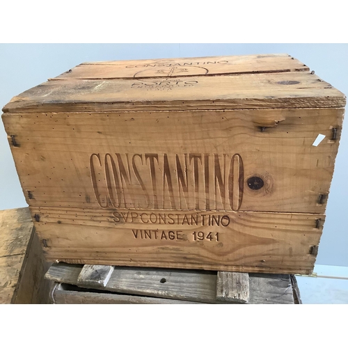 1033 - Seven vintage port, whisky and fruit crates, largest width 43cm, height 27cm. Condition - poor... 