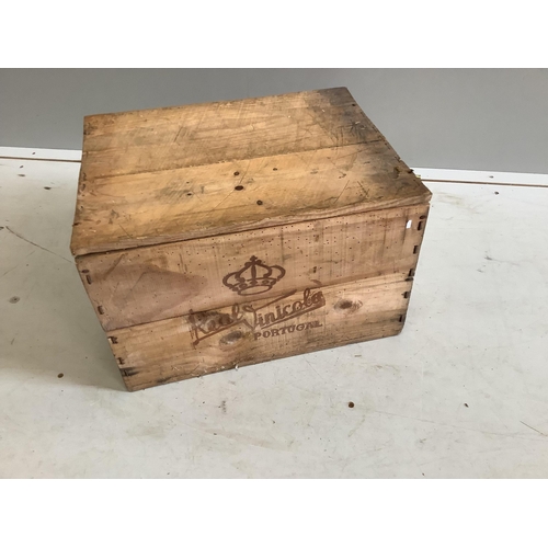 1033 - Seven vintage port, whisky and fruit crates, largest width 43cm, height 27cm. Condition - poor... 