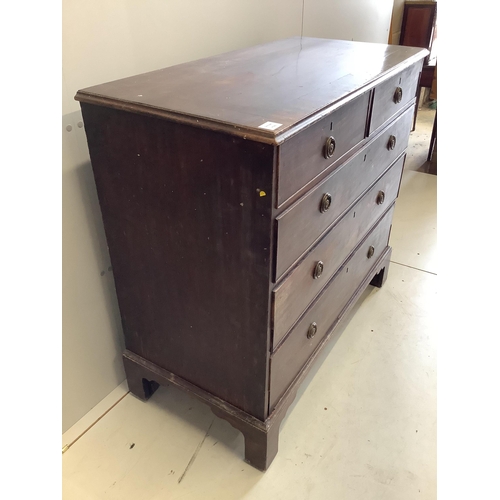 1035 - A George III mahogany five drawer chest, width 107cm, depth 51cm, height 98cm. Condition - poor... 