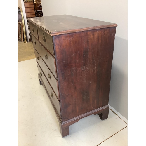 1035 - A George III mahogany five drawer chest, width 107cm, depth 51cm, height 98cm. Condition - poor... 