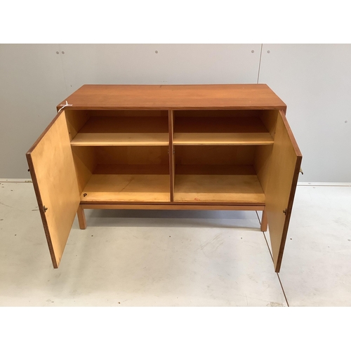 1068 - A 1950's Heal's teak side cabinet, width 107cm, depth 45cm, height 72cm. Condition - fair