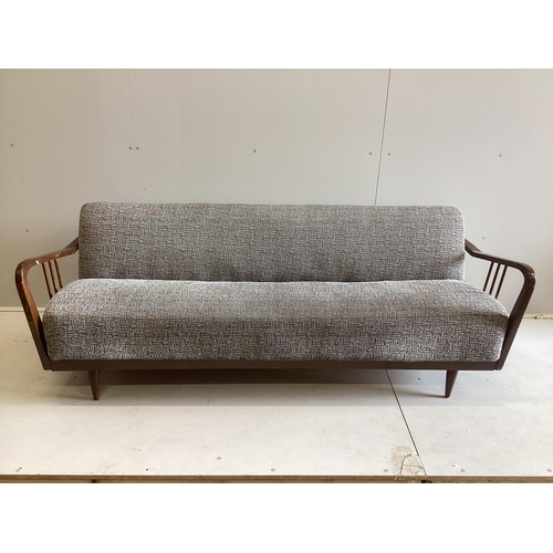 1069 - A mid century Danish style sofa bed, width 188cm, depth 76cm, height 66cm. Condition - fair