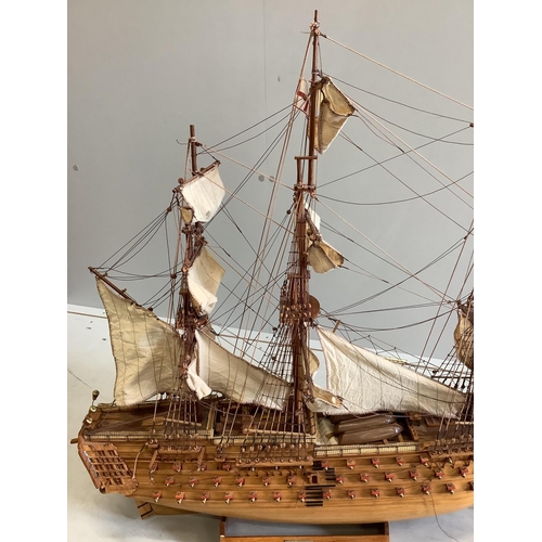 1103 - A model of HMS Victory, length 96cm, height 78cm. Condition - fair