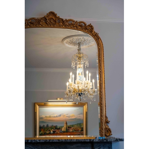 1112 - A Victorian style giltwood and composition overmantel mirror, width 140cm, height 164cm. Condition -... 