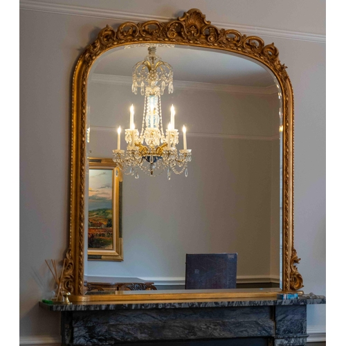 1112 - A Victorian style giltwood and composition overmantel mirror, width 140cm, height 164cm. Condition -... 