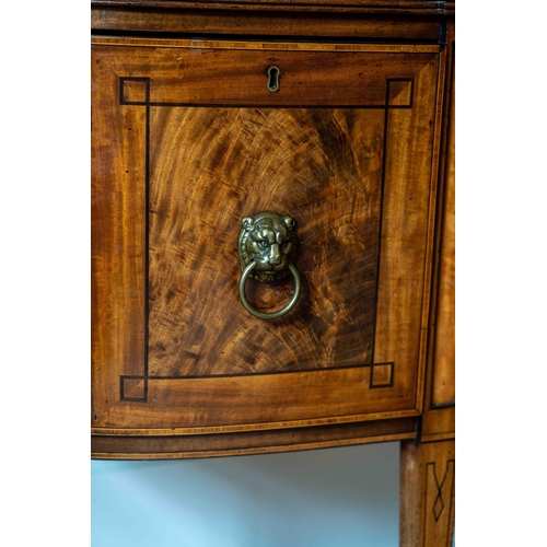 1113 - A Regency mahogany bowfront sideboard, width 182cm, depth 74cm, height 94cm. Condition - fair