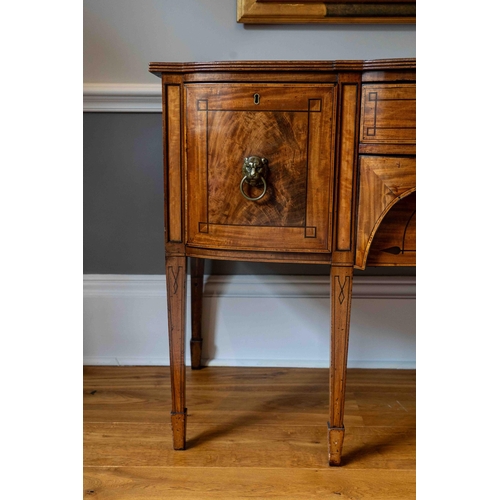 1113 - A Regency mahogany bowfront sideboard, width 182cm, depth 74cm, height 94cm. Condition - fair