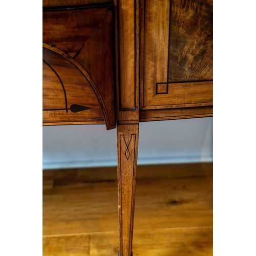 1113 - A Regency mahogany bowfront sideboard, width 182cm, depth 74cm, height 94cm. Condition - fair