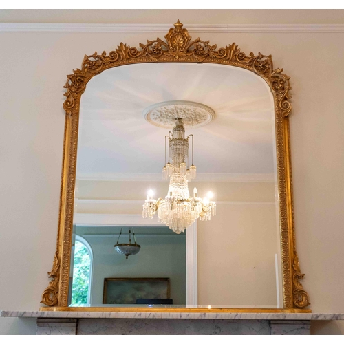 1114 - A Victorian style giltwood and composition overmantel mirror, width 138cm, height 180cm. Condition -... 