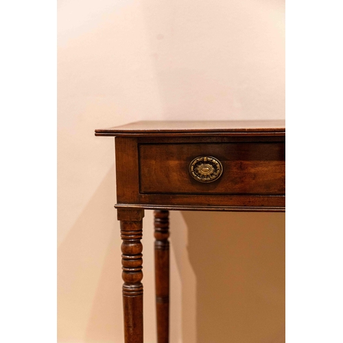 1115 - A Regency mahogany bow front side table, width 91cm, depth 53cm, height 81cm. Condition - fair... 