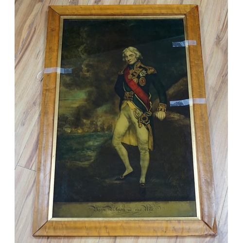 1375 - 19th century, reverse glass painted print Baron Nelson of the Nile, 70 x 42cm. Condition - fair... 