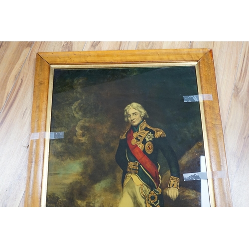 1375 - 19th century, reverse glass painted print Baron Nelson of the Nile, 70 x 42cm. Condition - fair... 