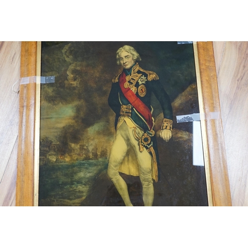 1375 - 19th century, reverse glass painted print Baron Nelson of the Nile, 70 x 42cm. Condition - fair... 