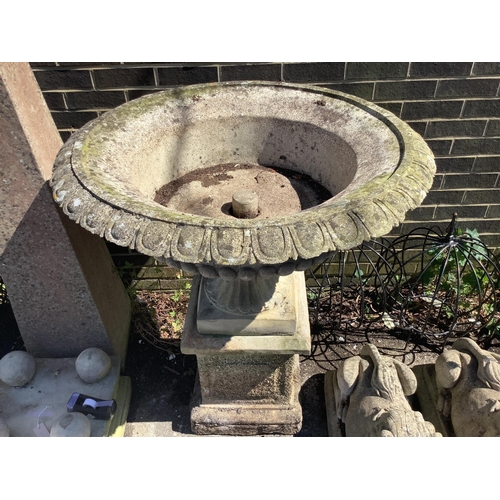 1033 - A large reconstituted stone campana garden urn, diameter 95cm, height 110cm. Condition - fair