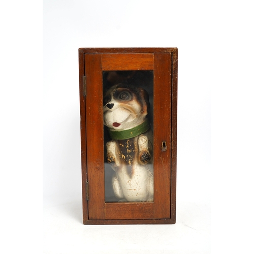 1253 - Two vintage printed card dog biscuit boxes, one with a Sprattâs collar, the other mahogany cased, ... 