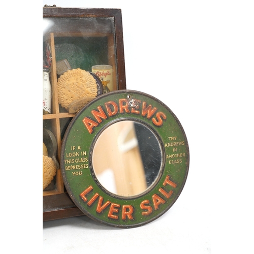 1265 - An early 20th century Andrews Liver Salt circular advertising mirror, 20cm diameter, together with a... 