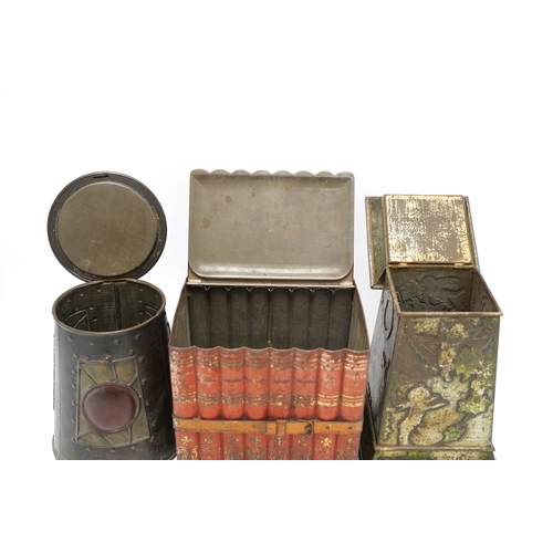 1269 - Three early 20th century Huntley & Palmer novelty biscuit tins, modelled as bound books, a sun dial ... 