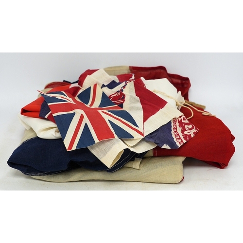 1282 - A vintage Union flag, approximately 240 x 120cm, a smaller âSaleâ flag and other assorted flags ... 