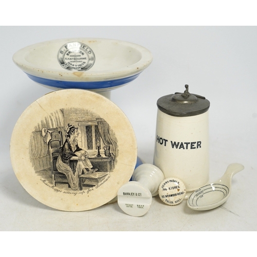 1284 - A quantity of assorted Victorian pottery kitchenalia to include a gourmet egg beater, a cascade boil... 