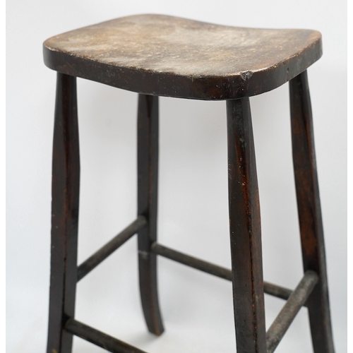 1286 - A Victorian elm and beech stool, 54cm high, together with a smaller child's stool. Condition - fair... 