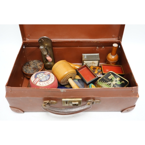 1289 - A quantity of 19th century and later collectables to include a circular burr wood snuff box, framed ... 