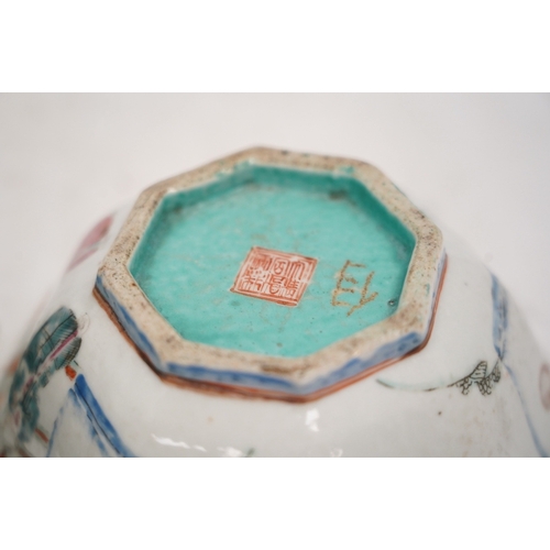 1306 - A Chinese famille rose octagonal bowl and another, both Tongzhi mark and period (1862-1874), largest... 