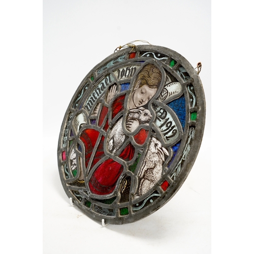 1317 - Mabel Esplin (1874â1921), a stained glass roundel with related brochure and letter from artist dat... 