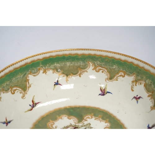 1321 - A large Worcester 'Fantastic Birds' bowl, c.1780, 28cm diameter. Condition - good, would benefit fro... 