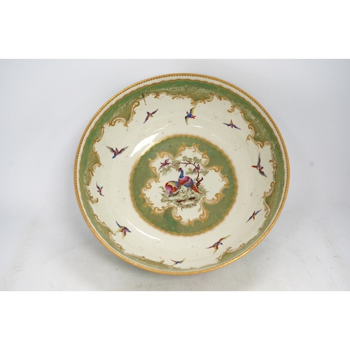 1321 - A large Worcester 'Fantastic Birds' bowl, c.1780, 28cm diameter. Condition - good, would benefit fro... 