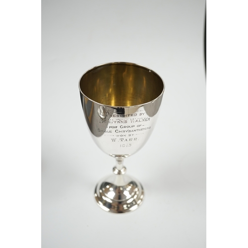 1842 - A George V silver goblet, by Charles Stuart Harris & Sons, London 1913, with engraved presentation i... 